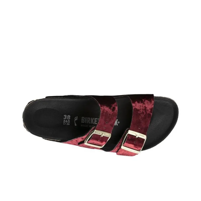 Birkenstock Arizona Slide Slippers Women's Burgundy Narrow Fit-2