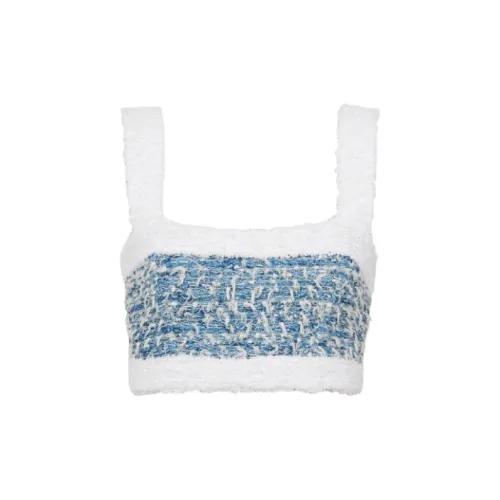 BALMAIN Denim Tweed Strappy Top