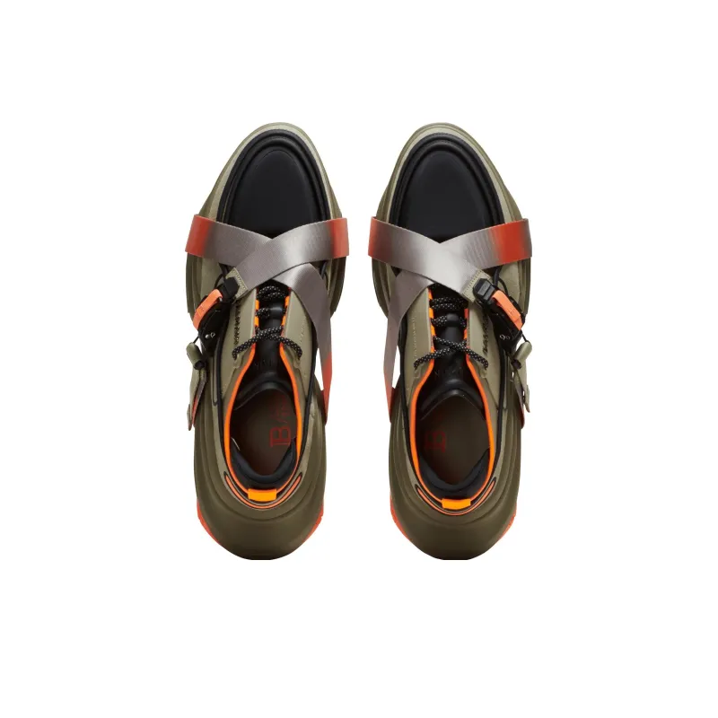 BALMAIN B-Bold Low-Top Casual Shoes Men's Olive Green-2