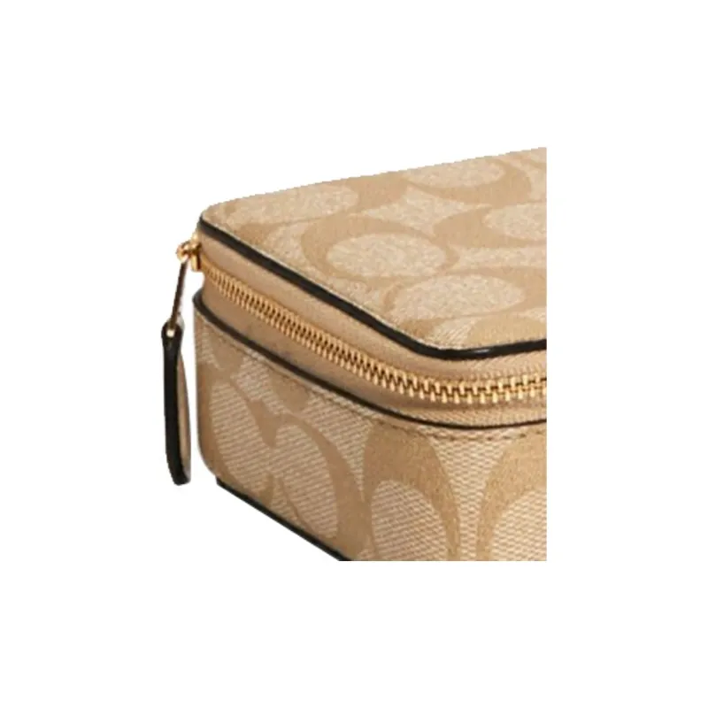 COACH Jewelry Bo Canvas Jewelry Box Storage Box Tubas Women's Light Khaki Monogram-2