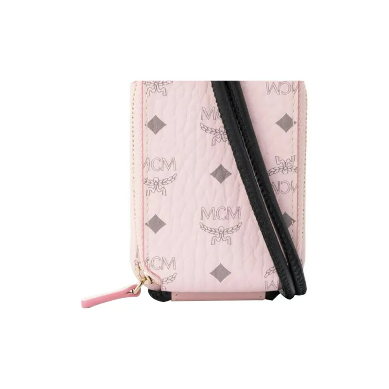 MCM Essential Visetos Origina Artificial Leather Cell Phone Case Cell Phone Pouch Unisex Pink-3