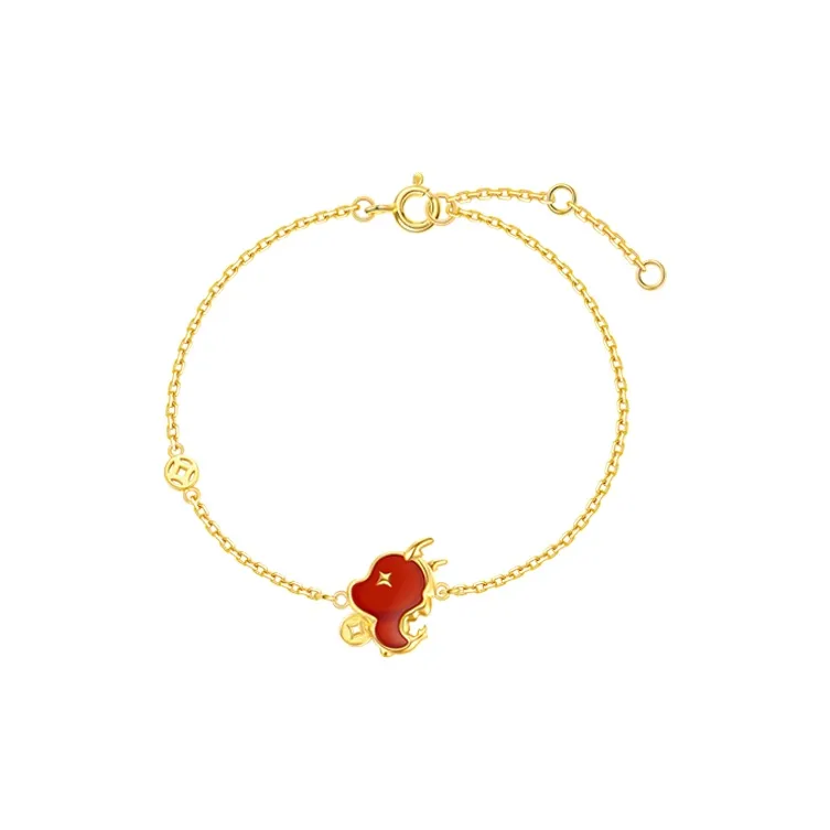 FANCI 18K Gold Set With Red Agate Bracelets Women's-6