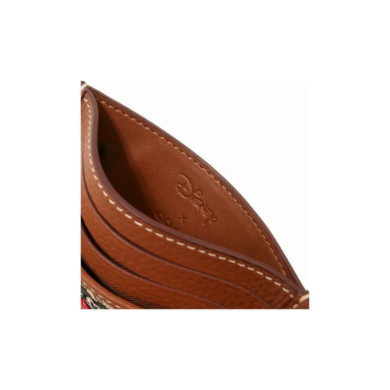 COACH Disney Collaboration Card Case Jacquard With Pebbled Leather Card Holder Mini Unisex Brass & Khaki Multicolor-2