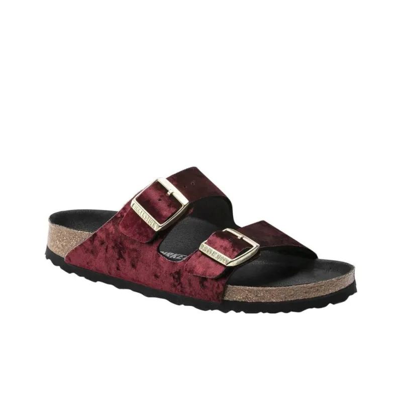 Birkenstock Arizona Slide Slippers Women's Burgundy Narrow Fit-1