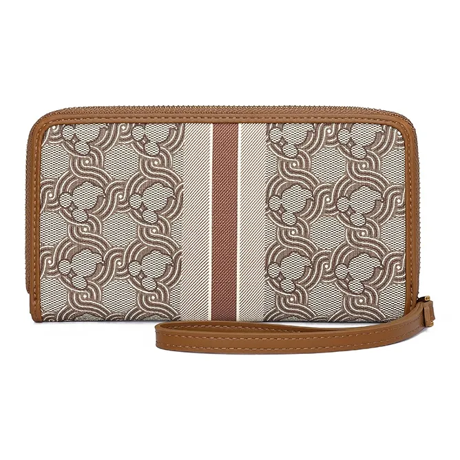Disney Mickey Series Imitation Fabric Leather Wallets Clutches Large Size Unisex Brown-3
