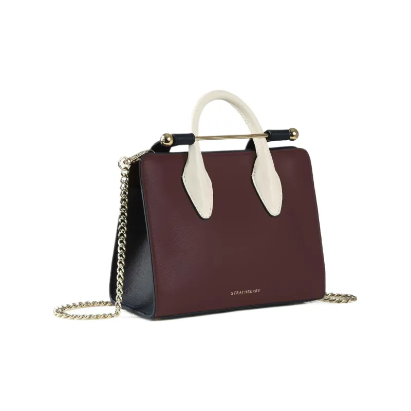Strathberry Cow Leather Chain Bag Crossbody Bag Shoulder Bag Mini Women's Burgundy Multicolor-0