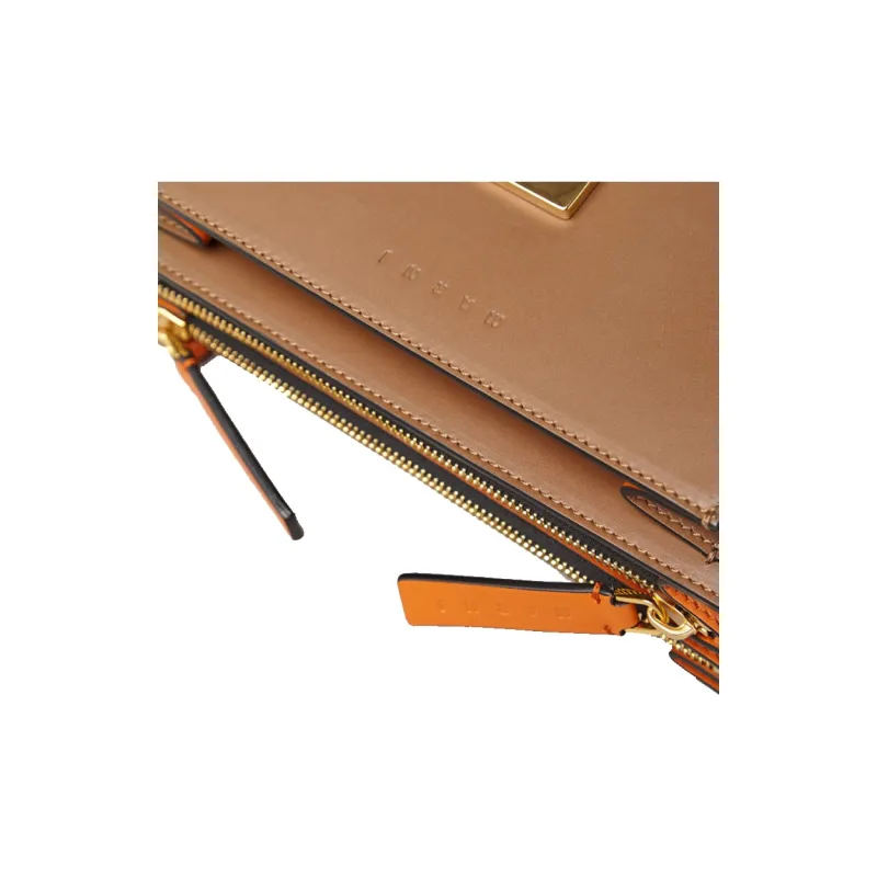 MARNI Trunk Calfskin Trunk Bag Handbag Travel Bag Women's White/Brown/Orange-3