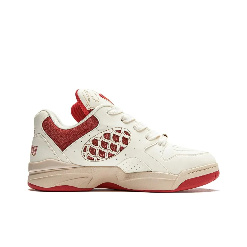 LiNing Shooting Star Slip Resistant Low Top Casual Shoes Unisex Beige Red-1