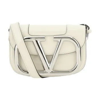 Valentino Patent Leather Shoulder Bag Crossbody Bag Small Size Women's White