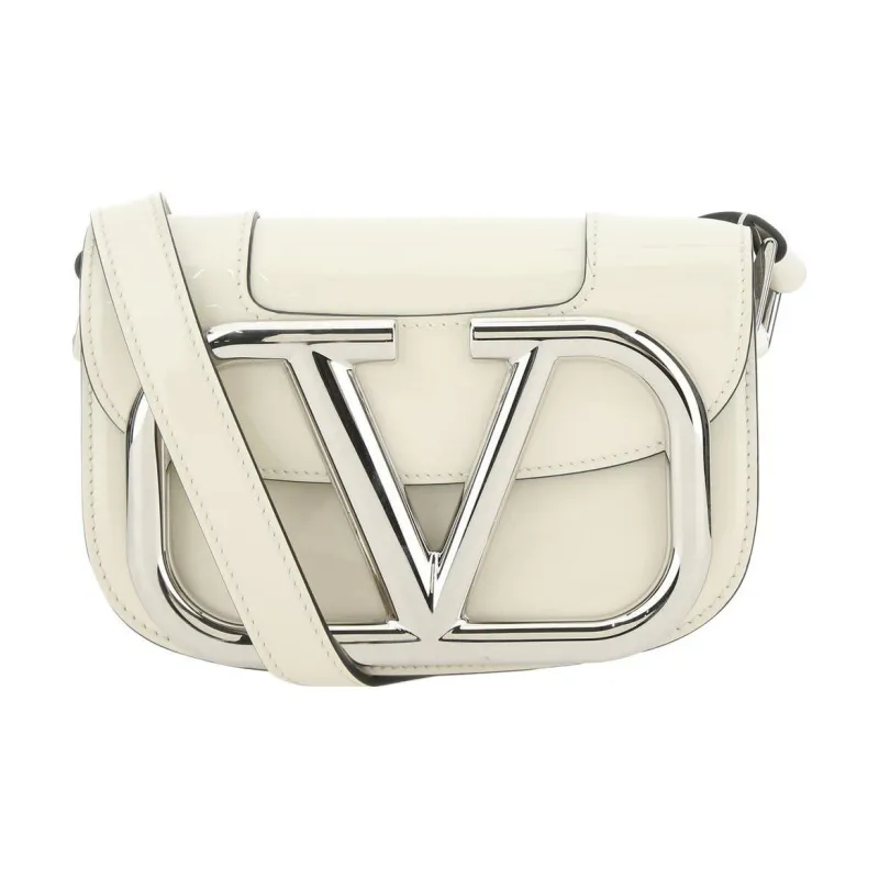 Valentino Patent Leather Shoulder Bag Crossbody Bag Small Size Women's White-0
