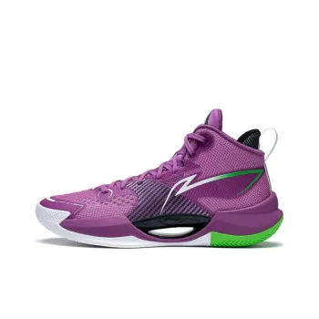 LiNing Ultra Light Cushioning Anti Slip And Wear Resistant Mid Top Basketball Shoes Men's Freesia Purple
