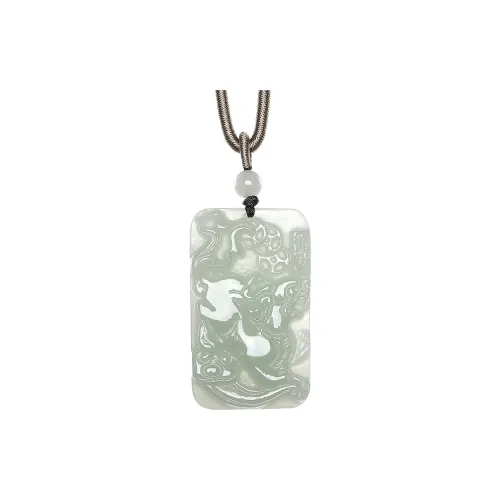 Cuiya Golden Building Hetian Jade Pendants Unisex