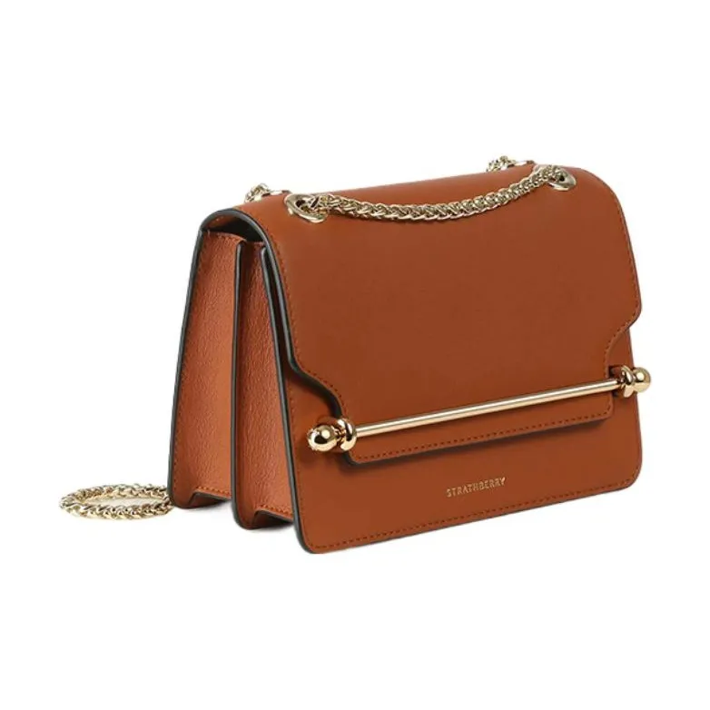Strathberry Cow Leather Small Square Bag Crossbody Bag Shoulder Bag Mini Women's Caramel-1