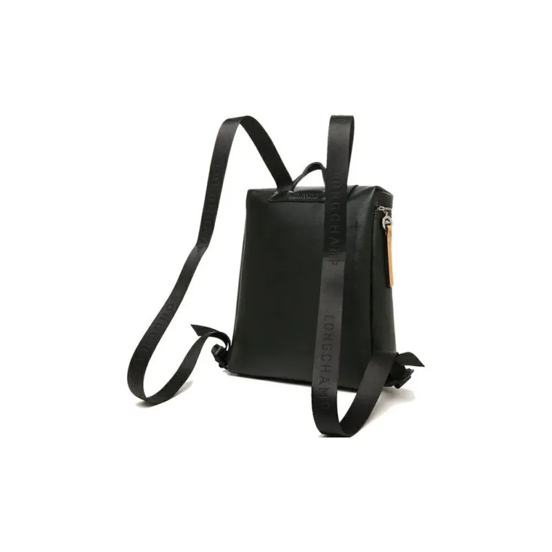 LONGCHAMP Le Pliage Canvas With Leather Trim Backpack Medium Size Unisex Black-4