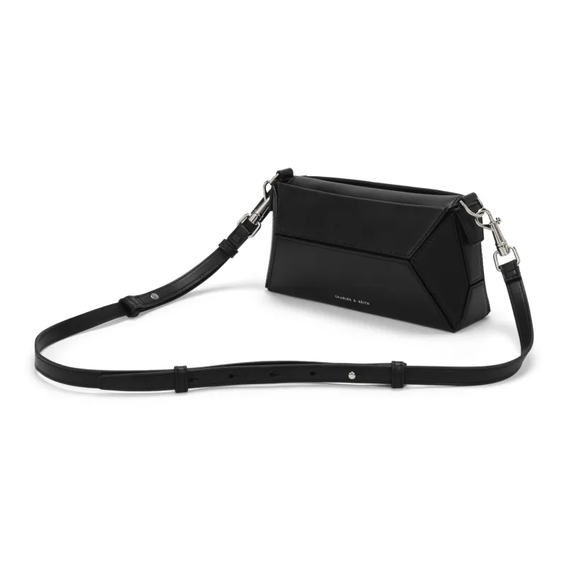 CHARLES&KEITH Polyurethane Synthetic Leather Portable Crossbody Bag, Shoulder Bag Trumpets Women's Dark Brown/Black-5