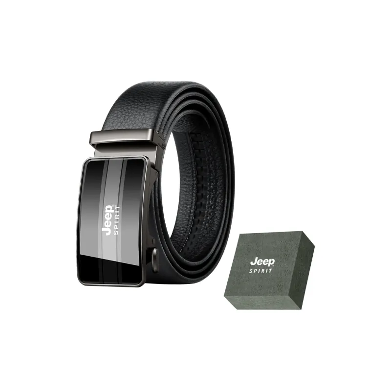 JEEP SPIRIT Automatic Buckle Head Cow Leather Leather Belts Men's Black-1