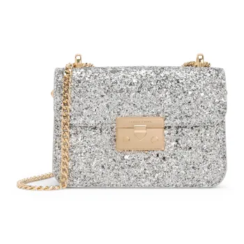 CHARLES&KEITH Wedding PU Crossbody Bag Small Size Women's Black/Silver, Silver/Blush Light Red
