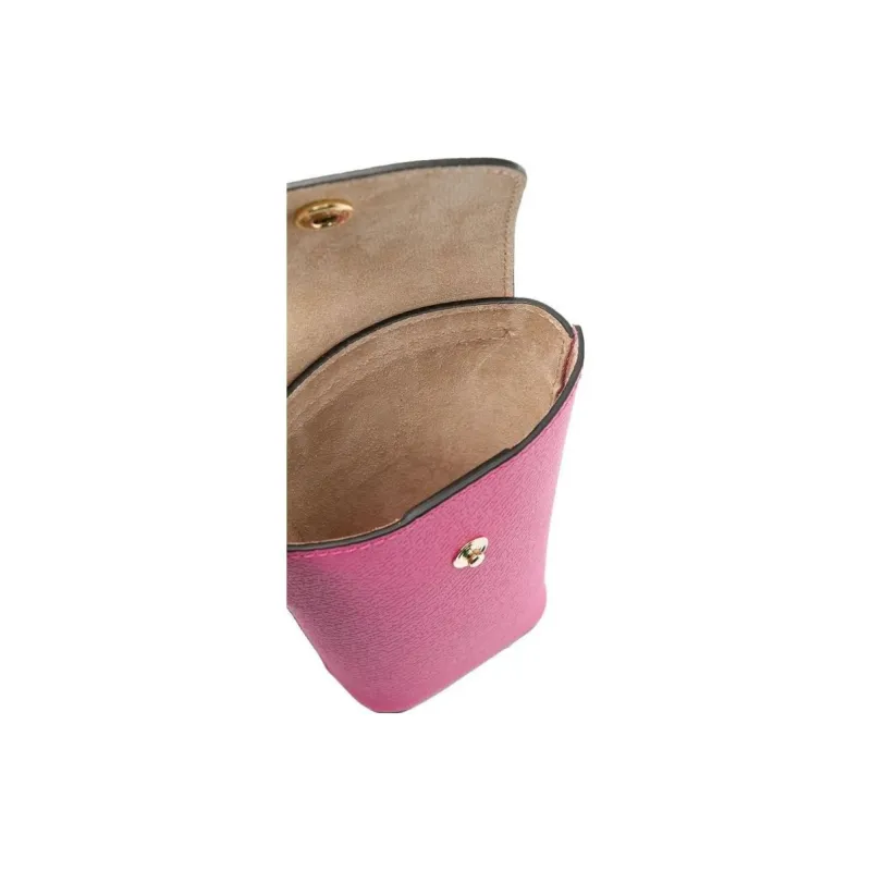LONGCHAMP Cow Leather Shoulder Bag Crossbody Bag Cell Phone Pouch Women's Pink-4