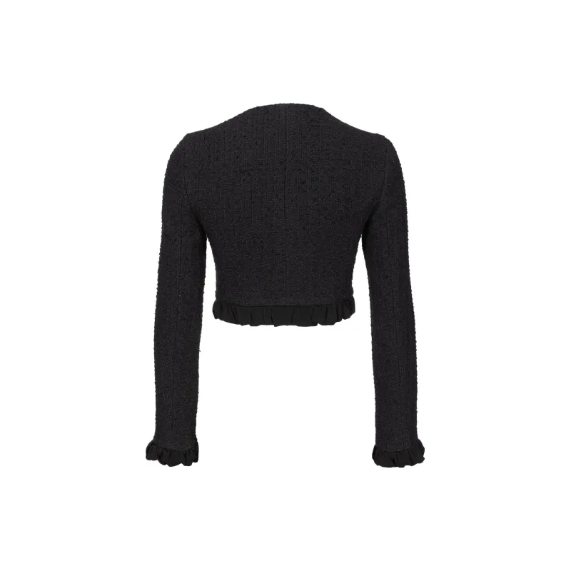 PINKO Giacca Corta Tweed Con Rouches Jackets & Coats Women's Black-1