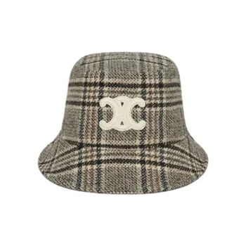 CELINE Triomphe Bucket Hat In Checked Wool