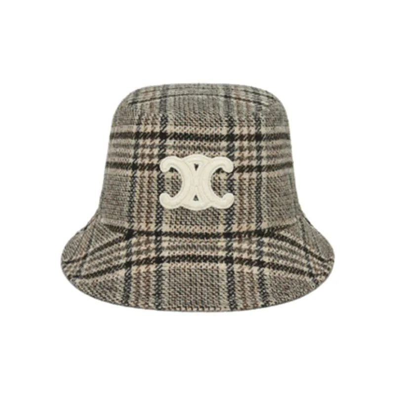 CELINE Triomphe Bucket Hat In Checked Wool-0