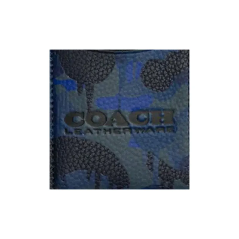 COACH Card Case Soft Polished Pebbled Leather Money Clip Card Holder Mini Women's Camouflage Blue-3