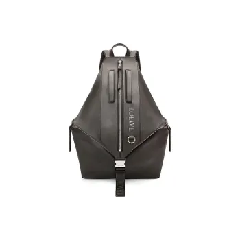 LOEWE Cow Leather With Textile Backpack Men's Dark Gray