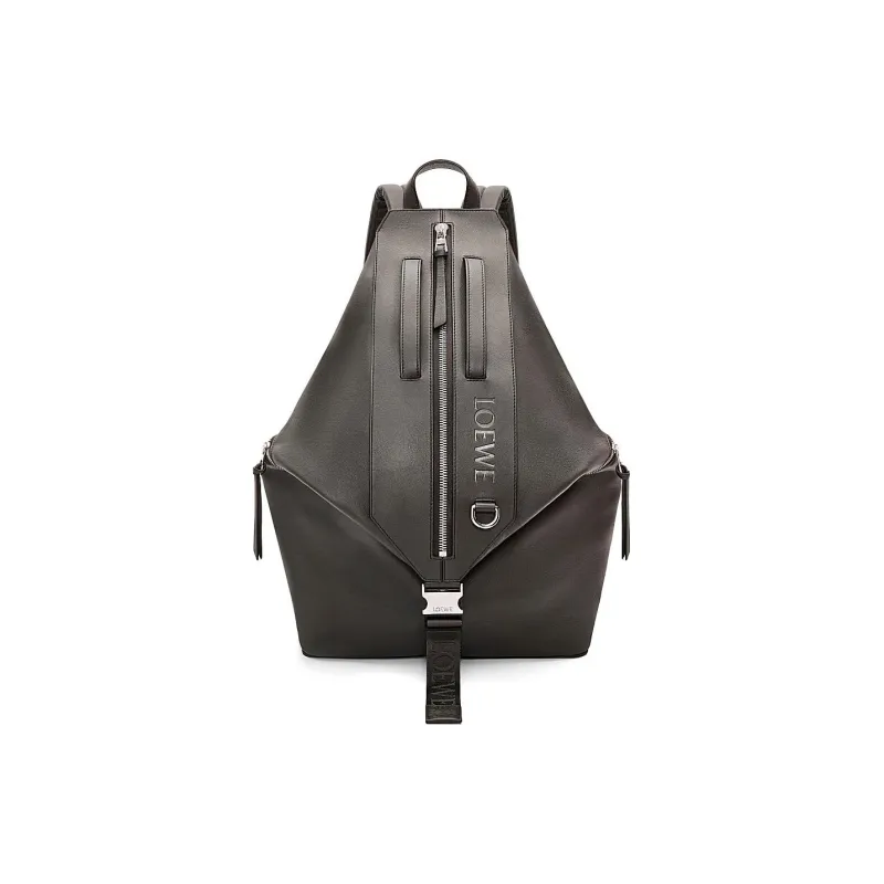 LOEWE Cow Leather With Textile Backpack Men's Dark Gray-0