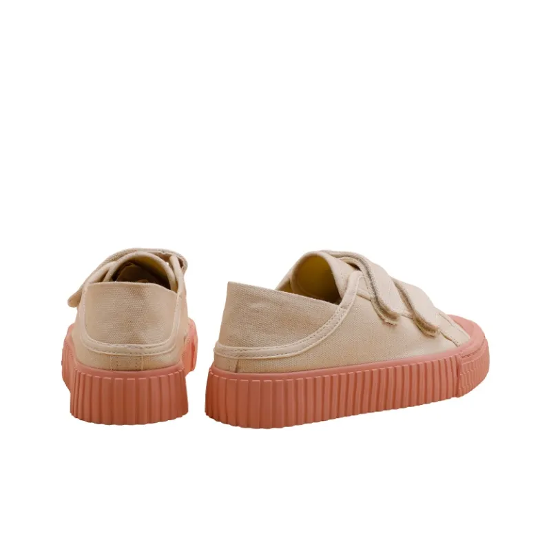 MINGKUANG Canvas Shoes Women's Low Top Pink-5