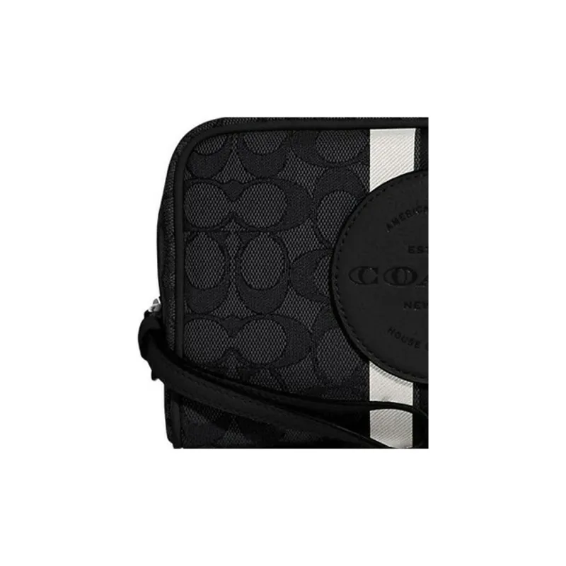 COACH Dempsey Leather Wrist Bag Makeup Bag Trumpets Women's Black-2