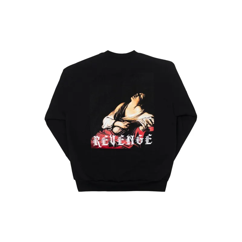Revenge EMBROIDERED MAGDALEN BLACK CREWNECK Sweater Unisex Black-1