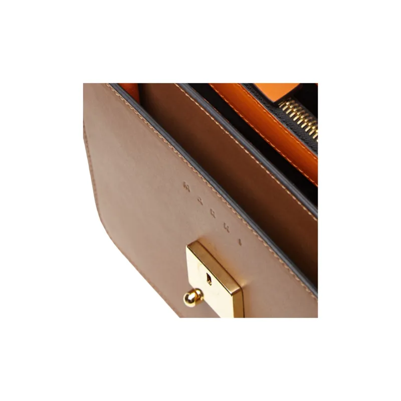 MARNI Trunk Calfskin Trunk Bag Handbag Travel Bag Women's White/Brown/Orange-4