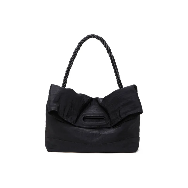 RUIGOR Fabric Tote Bag Shopping Bag Shoulder Bag Crossbody Bag Large Size Unisex Black-1
