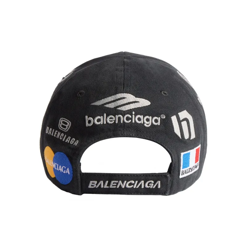 Balenciaga Cotton Baseball Caps Men's Black-2