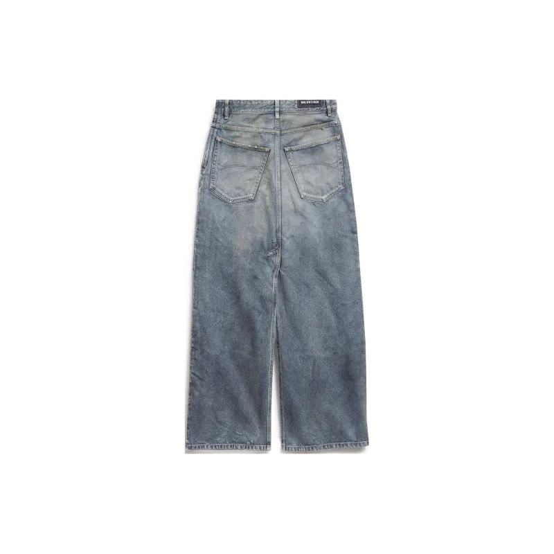 Balenciaga FW23 Apron Pants Skirt Denim Long Skirt Regular Fit Women's Blue-1