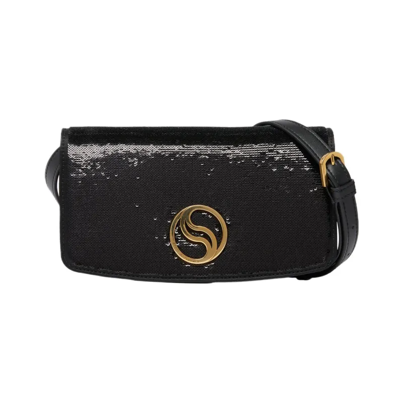 Stella McCartney S-Wave Recycled Polyester Wallet Mini Women's Black-0