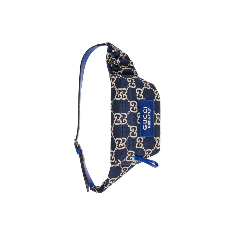 GUCCI Recycled Polyester Fanny Pack Tubas Men's Dark Blue & Beige-4