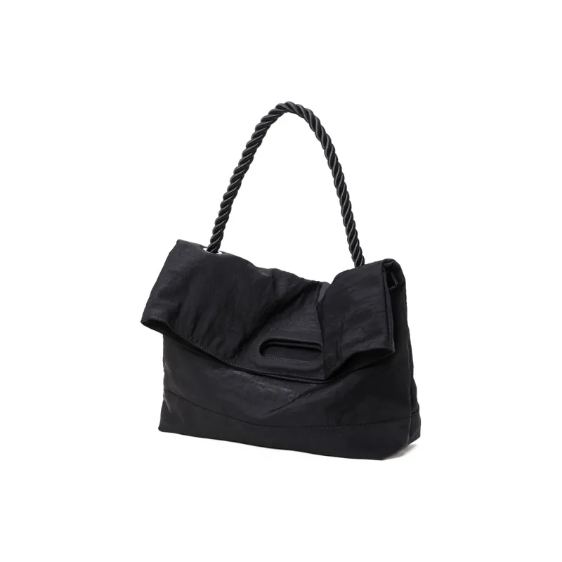 RUIGOR Fabric Tote Bag Shopping Bag Shoulder Bag Crossbody Bag Large Size Unisex Black-2