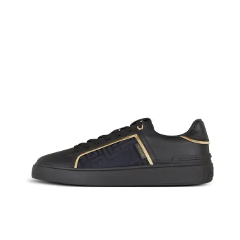 BALMAIN B Court Low Top Skateboard Shoes Men's Black Gold