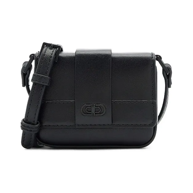 PEDRO Cow Leather Small Crossbody Bag, Crossbody Bag Small Size Men's Black/Light Gray/Blue-3