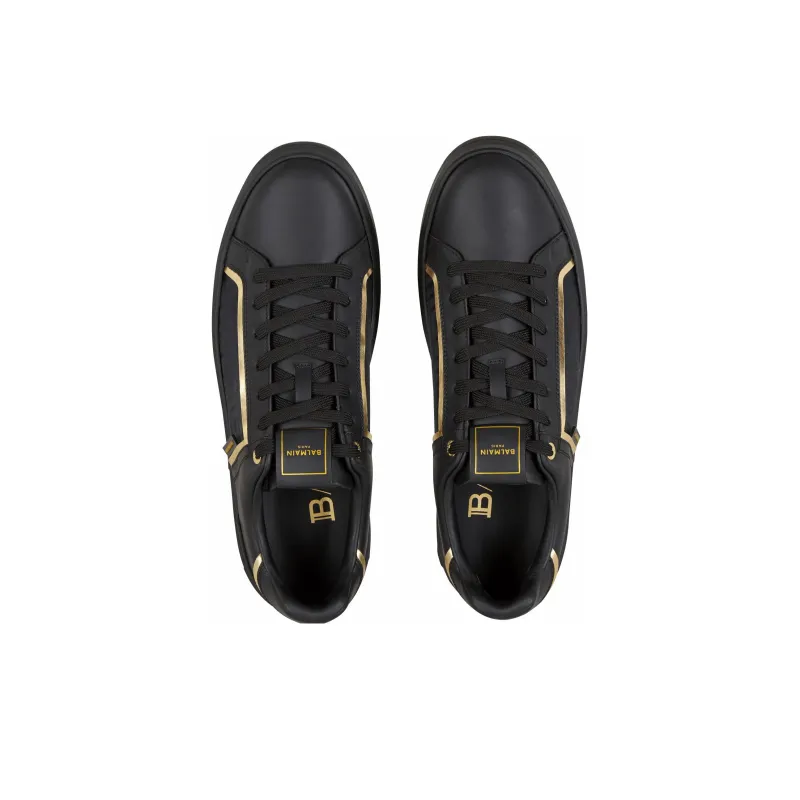 BALMAIN B Court Low Top Skateboard Shoes Men's Black Gold-2