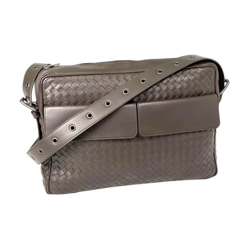 Bottega Veneta Leather Shoulder Bag Men's Dark Brown-2
