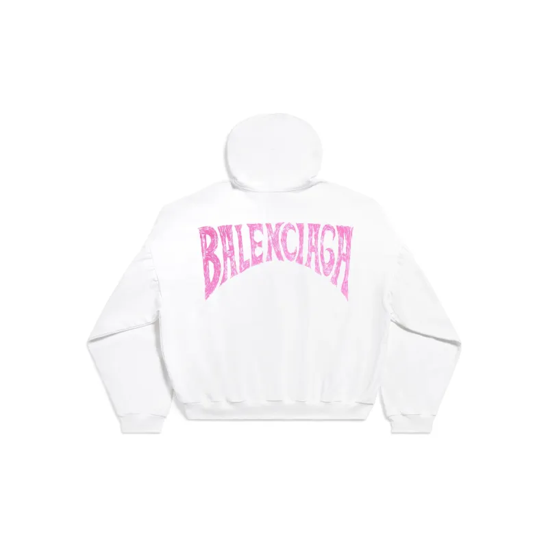 Balenciaga Paris Tropical Round Hoodie 'White/Pink'-1