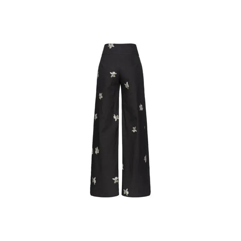 PINKO Pantaloni Ampi Stampa Orchidea Reimagine Casual Pants Women's Black-1