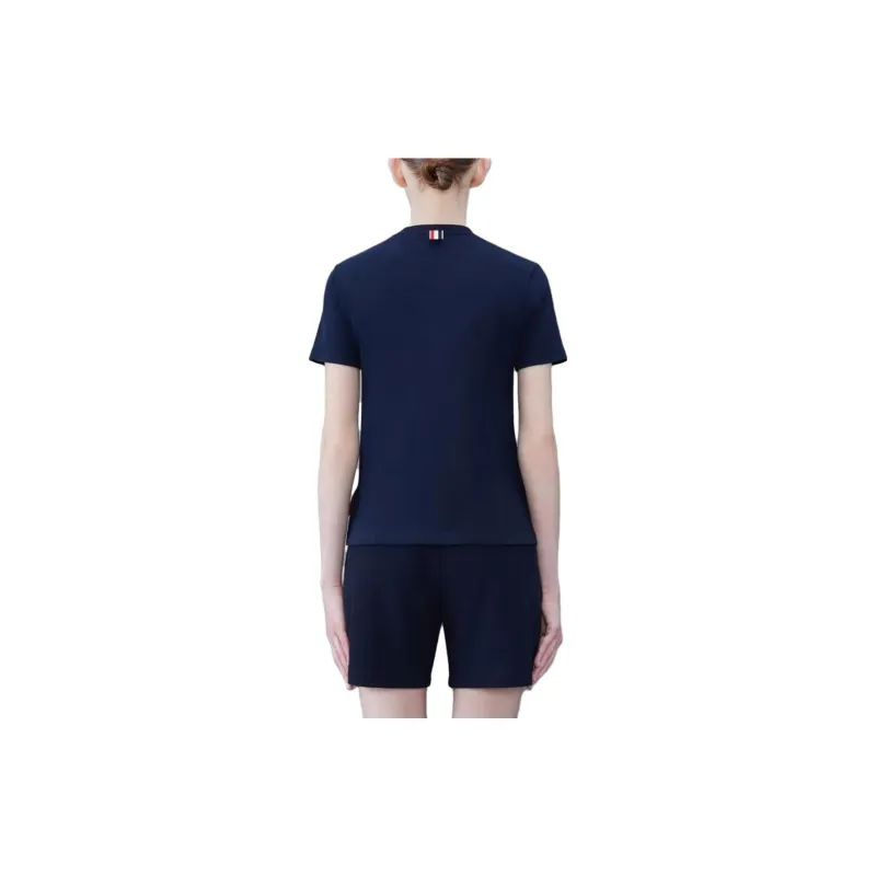 THOM BROWNE Festive Jersey Short Sleeved Button Hector T Shirt-3