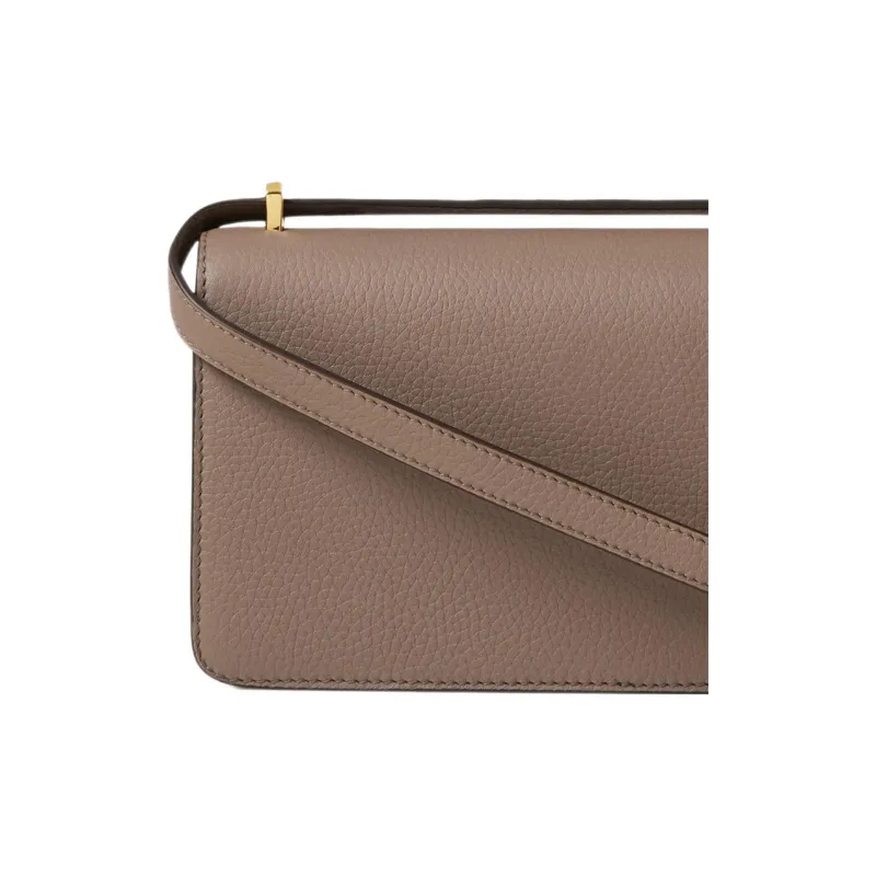 Burberry Grain Texture Leather Shoulder Bag Crossbody Bag Mini Women's Light Saddle Umber-4