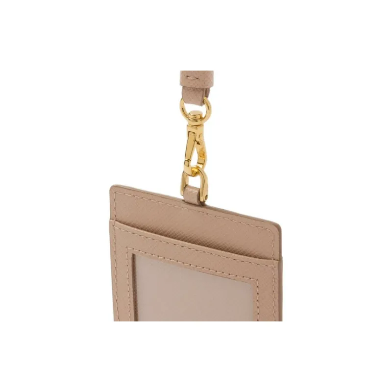 PRADA Saffiano Leather Card Holder Women's Dark Pink-4