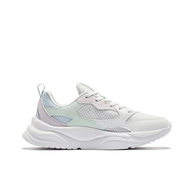 Erke Shocking Shadow 1.0 Anti-Slip Wear-Resistant Low-Top Casual Athletic Shoes Women's Elk White Light Purple Pink-1
