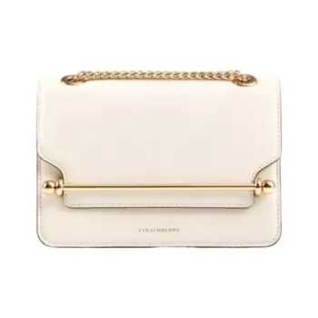 Strathberry Cow Leather Small Square Bag, Crossbody Bag, Shoulder Bag Mini Women's Vanilla White