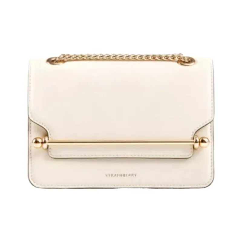 Strathberry Cow Leather Small Square Bag, Crossbody Bag, Shoulder Bag Mini Women's Vanilla White-0